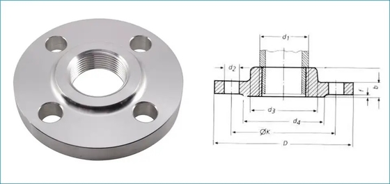 ASME B16.5 فورج A105N صفحه برجسته فولاد کربنی NPT / BSPT فلنج رشته ای